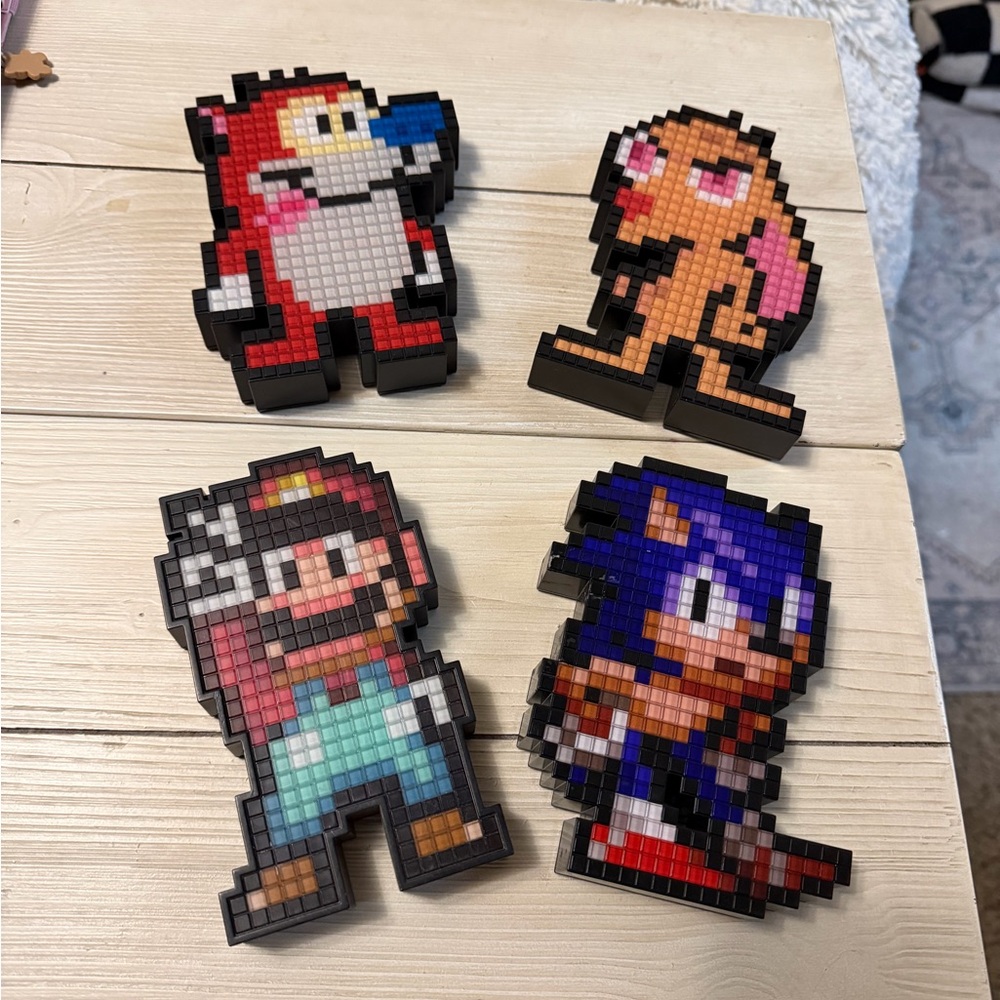 Pixel Art Character Figurines Set Bundle of 4